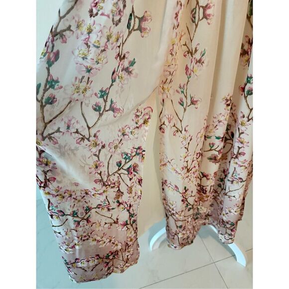 New Chiffon Elegant Floral Print Sleeveless Ruffle Beach Double Split Maxi Dress - Picture 9 of 9